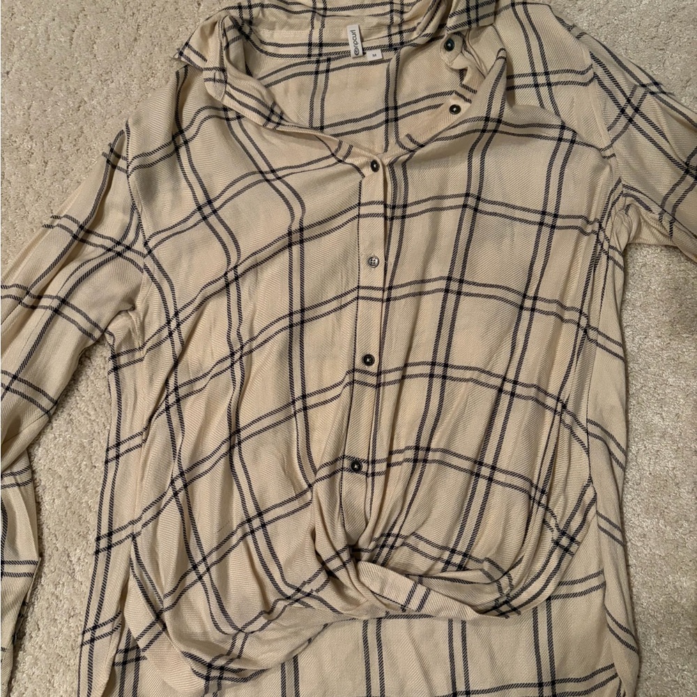 Rip Curl Beige Plaid Shirt with Black Windowpane